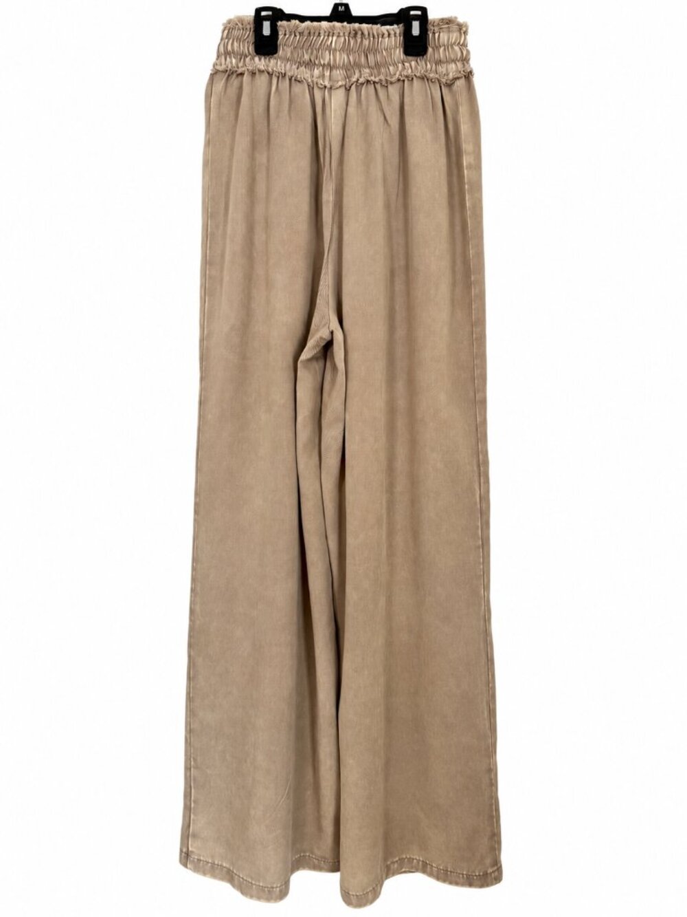 Premium Tencel Mineral Wash Flowy Wide Leg Pants Soft Drapey Neutral Loose Boho - Picture 8 of 12